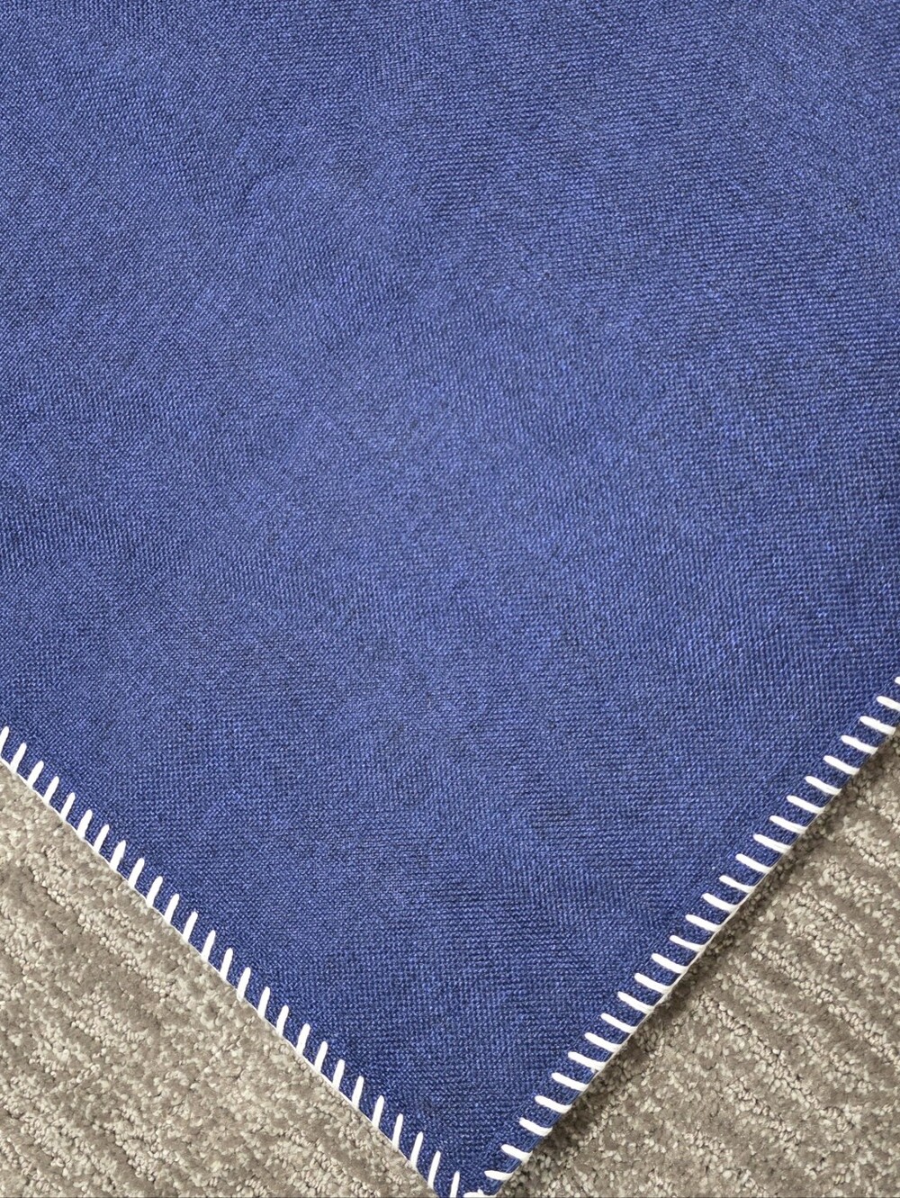 Navy Blue Table Runner White Whipstitch Coastal Farmhouse Nautical Beach 16x90"